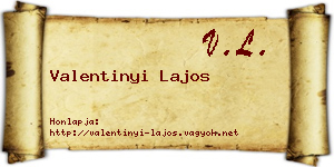 Valentinyi Lajos névjegykártya